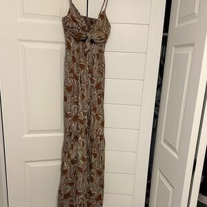 Brown Patterned Maxi Dress